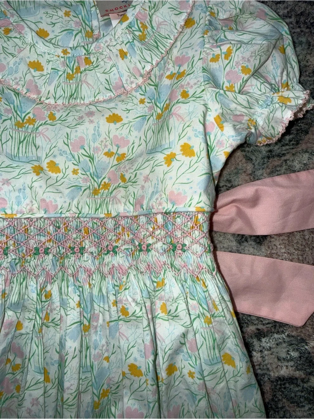 Smockingbird Floral Bouquet Smocked Jenny Bubble